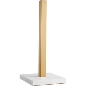 Paper Towel Holder Kitchen Standing Paper Towel Roll Holder with Marble Base for Bathroom Kitchen Countertop(Gold,White Base KZ20)