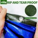 TARPAL 8x14 Tarp Heavy Duty Waterproof Tarp 16mil Thick Tarps with Metal Grommets Every 17.7" UV Protection&Tear -Resistant Cover for Firewood,Roof,Pool,Car,RV&Outdoor FurnitureGreen/Blue