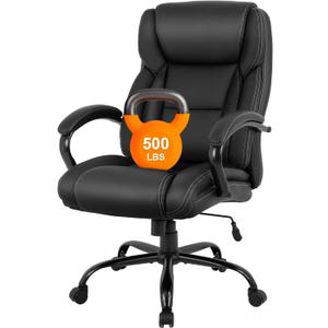 BestMassage Big and Tall Office Chair 500lbs Cheap Desk High Back PU Executive Ergonomic Computer Chair with Lumbar Support Headrest Swivel for Women Men Adults,Black