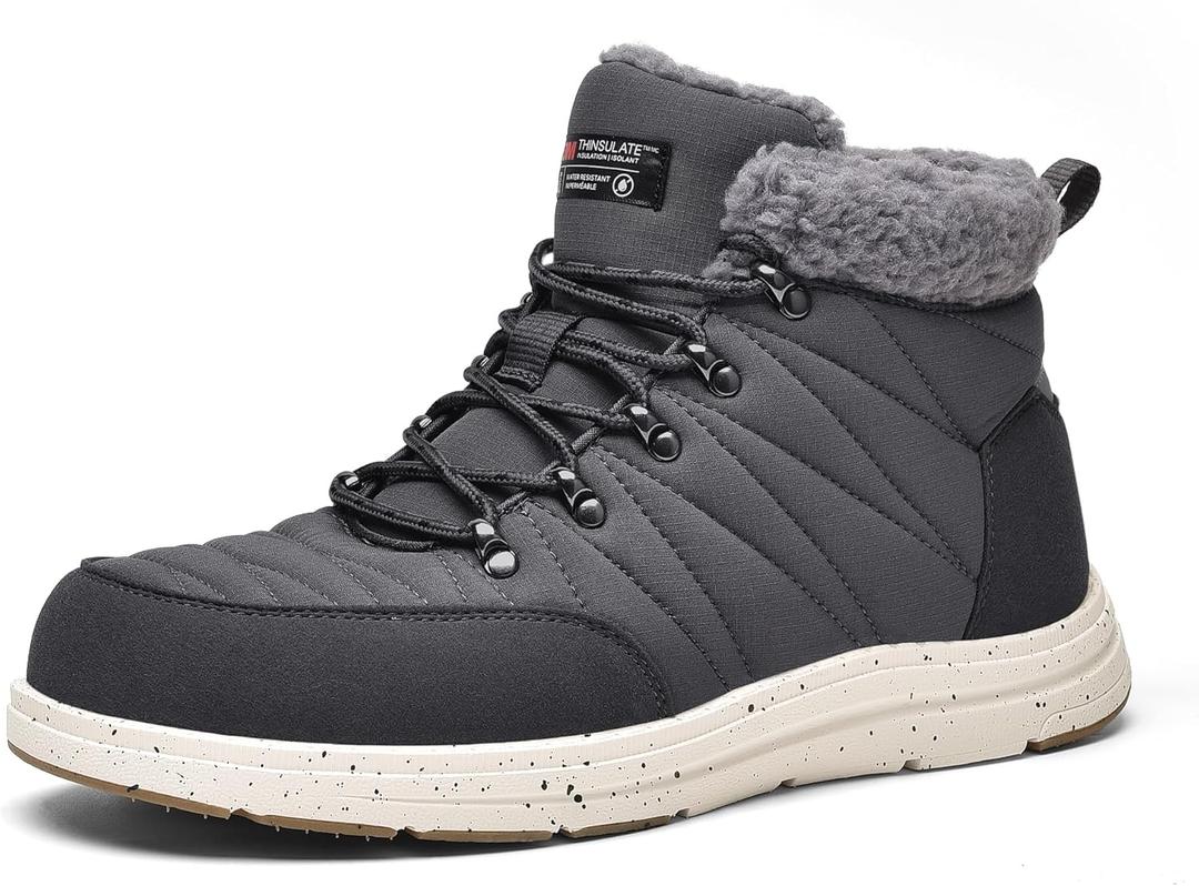 Bruno Marc Men's Winter Boots Outdoor Cold-Weather Warm Lightweight Walking Boots (10, Grey)