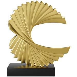 Paytonture Gold Ocean Wave Statue, Modern Abstract Art, Resin Statue, Office Desk & Shelf Decor Accent for Men