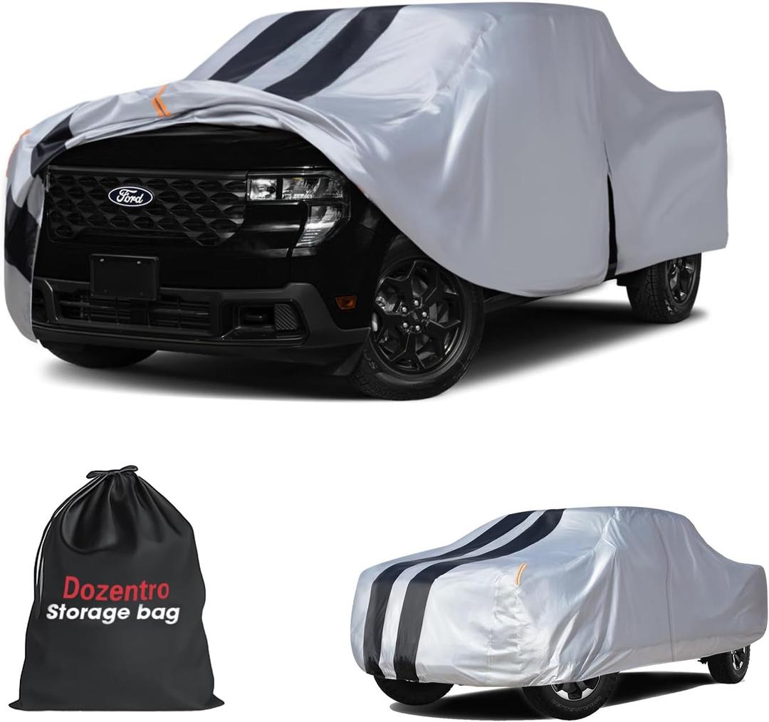 Ford Maverick Truck Cover Custom Fit 2022-2026 Crew Cab Short Bed(4.5') with Door Zipper, 10 Layers Outdoor Heavy Pickup Truck Cover Waterproof All Weather, Wind Dust Sun Protector.