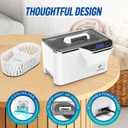 LifeBasis Ultrasonic Jewelry Cleaner, Professional 45kHz Ultrasonic Cleaner Machine 20 Ounces (600ML) with Digital Timer, Watch Holder Ultrasonic Glasses Cleaner for Ring, Coin, Watch, Denture -White