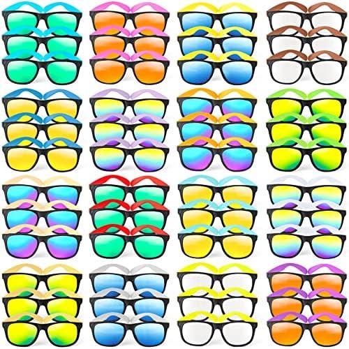 Sunglasses Bulk for Party favors, 48 Pack Neon Plastic Sunglasses with UV400 Protection, Great Gift for Birthday Supplies, Graduation, Summer Pool Beach Party favors, Goody Bag Filler for Boys Girls