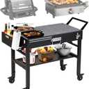 Portable Outdoor Grill Cart, Folding Grill Table with Wheels,Solid and Stable,31"x 17" Large Space Grill Stand for The Blackstone Griddle Stand 17"/ 22",Ninja Woodfire Grill etc