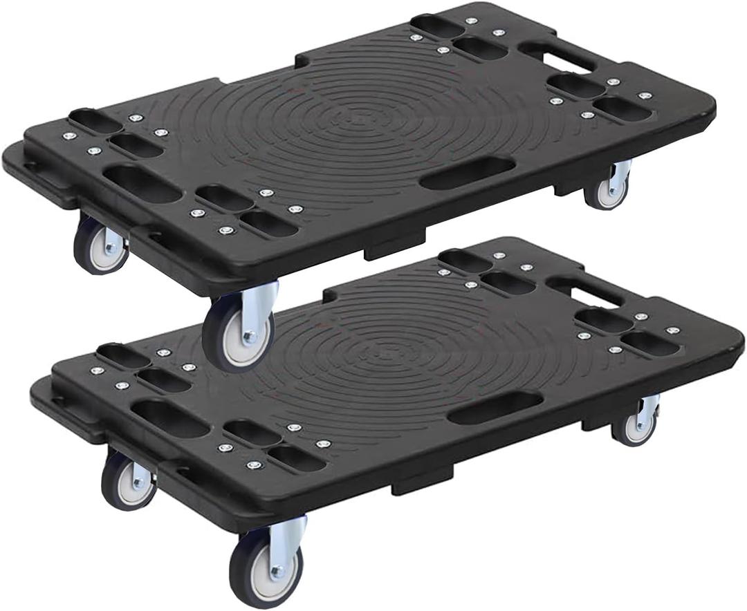 23.6 x 15.7 x 5.1in Furniture Movers Dolly with 4 Brakeable Wheels, 2 PCS Large Heavy Furniture Appliance Moving Pallets, 330 LB Capacity Splicable Multipurpose Portable Flat Dolly Cart (Black)
