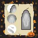 2025 Halloween Ghost Mirror – 19.6" x 9.4" Hologram Ghost Mirror, Halloween Ghost Decorations Indoor for Fireplace, Living Room, Bedroom, DIY Haunted House Props (Wavy Border)