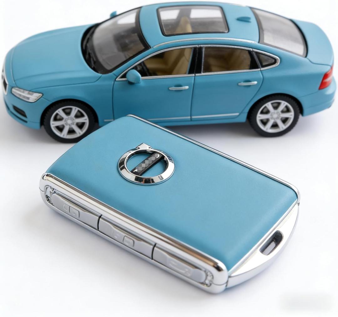 Car Key Cover for S60 V60 XC60 S90 V90 XC90 XC40 EM90 Best Gifts for Man Women Compatible with Volvo Key Case Replacement (Sky Blue)