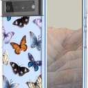 Case for Google 6 Pro Pixel 6 Pro,Floral Pattern Transparent Soft TPU Phone Case,Air Cushion Shockproof Bumper,Protective Phone Cover for Google Pixel 6 Pro,Color Butterfly