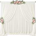 20ft x 10ft Beige Backdrop Curtains, Wrinkle-Free Sheer Chiffon Fabric Photo Backdrop Drapes for Wedding Arch Party Ceremony Stage Photography Decorations