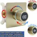 Concealed LED Digital Display Shower Diverter Valve Shower Mixing Valve Single Way Can Use All the Time Brushed Gold