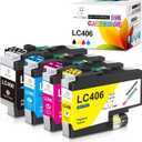 LC406 LC406XL Ink Cartridge Compatible for Brother LC406XL LC-406 High Yield, Work with Brother MFC-J4535DW MFC-J4335DW MFC-J5855DW MFC-J6555DW MFC-J6955DW Printer (Black, Cyan, Magenta, Yellow) 4 PK