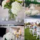 Flojery Silk Hydrangea Heads Artificial Flowers Heads with Stems for Home Wedding Decor,Pack of 10 (White)