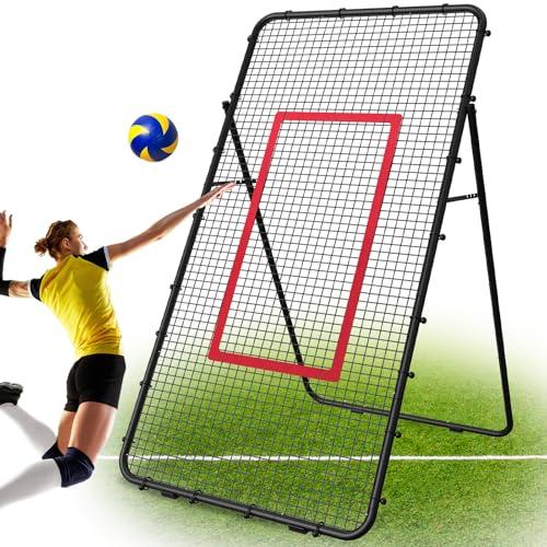 Adjustable Volleyball Rebounder Net 7x4 FT, Steel Frame & High-Tension PE Netting, Durable & Portable Volleyball Training Equipment Practice for Improving Volleying, Bumping, Spiking Skills