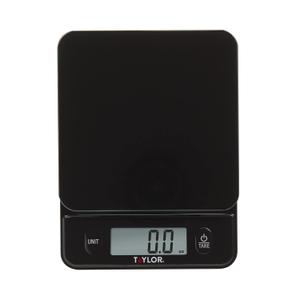 Taylor Glass Top Food Scale with Touch Control Buttons, 11 lb Capacity, Black