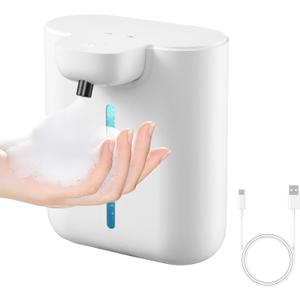 XINKORA Automatic Soap Dispenser, 17oz/500ML Large Capacity Touchless Foaming Hand Soap Dispenser with 4 Foam Adjustments, Rechargeable for Kitchen, Bathroom, Wall Mount or Countertop Use (White)