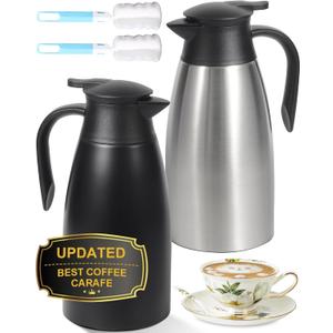 70Oz Thermal Coffee Carafe for keeping hot, Airpot Insulated Carafe Stainless Steel Thermal Pot for Coffee, (black+silver)