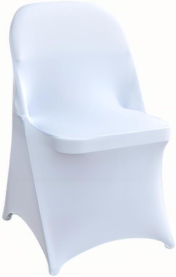 50 Pcs White Folding Chair Cover Washable Removable Universal Fitted Chair Cover Protector for Wedding Party Banquet Holidays Celebration Decoration Chair Covers