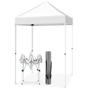 EAGLE PEAK 5x5 Pop Up Canopy Tent Instant Outdoor Canopy Easy Set-up Straight Leg Folding Shelter, White