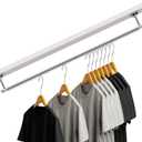 Wonderjune Closet Rail Hanging Closet Rod, 41" Any Angle Clothes Hanging Rail Under Stairs Storage Sloped Ceiling Mount Clothes Rod for Under Stairs Attic Bedroom Wall Mount(Silver)