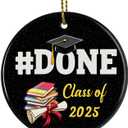 Done Class of 2025 Graduation Ornament  2.8" Ceramic Double-Sided Graduation Christmas Ornament 2025 with Gift Box  College Graduations Keepsake, Senior Year Decor, Son or Daughter Ornaments