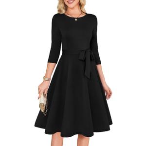 RUMIA Women's Cocktail Dresses 3/4 Sleeve Formal Vintage Wedding Guest Dress (M)