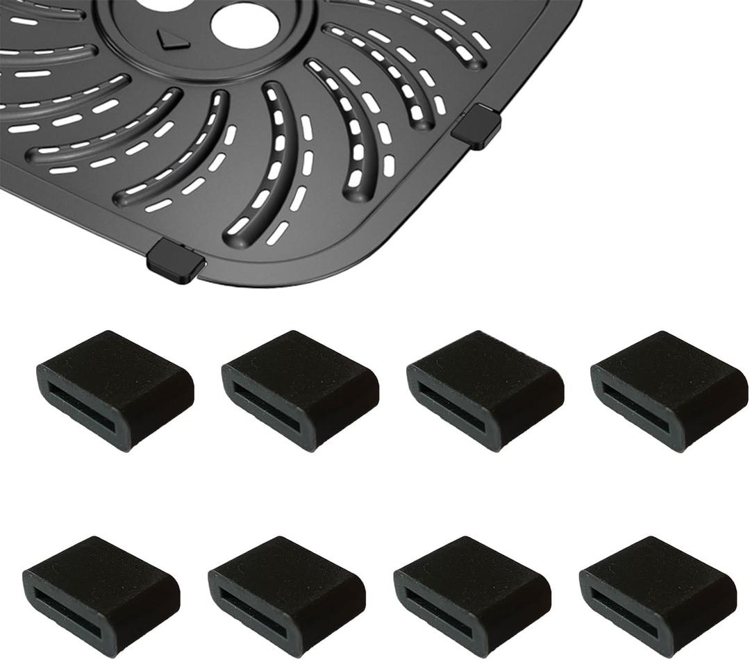 8PCS Air Fryer Rubber Tabs for 2QT Ninja AF080 Mini Air Fryers, Upgraded Air Fryer Sililcone Rubber Bumpers Rubber Feet Tips Sides Parts Stoppers for 2 Quart Ninja Air Fryer Tray (0.47*0.43IN)