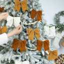 2 x 18Pcs Vintage Velvet Christmas Bows - 6 Inch Rustic Cozy Ribbon Bow Ornaments for Christmas Tree, Wreaths, Garland, Gift Wrapping, DIY Crafts & Xmas Home Decoration (Brown, Khaki, Beige)