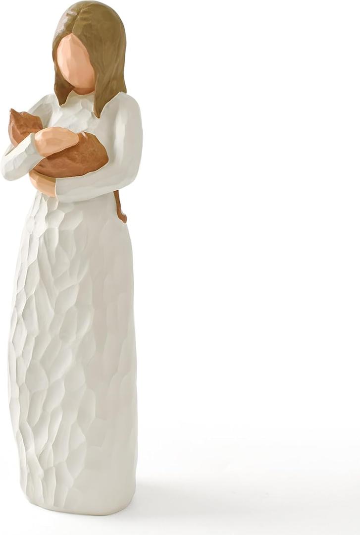 Cuayaes Cat Memorial Gifts, Orange Cat Figurines Loss of Cat Sympathy Gift for Cat Mom, Friendship Guardian Angel Statue Cat Remembrance Gifts for Women Cat Lovers