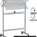 INNOVART Mobile Whiteboard 36" x 24", 360Reversible Double Sided Magnetic Dry Erase Board with Portable Rolling Stand & Lockable Wheels, Silver Aluminum Frame White Board for Classroom, Office, Home