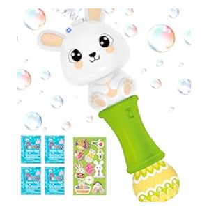 SpringFlower Easter Bubble Wand for Kids, Bubble Maker with LED Light-Up Effect for Girls Boys, Bubble Toy for Easter Party Favor Supplies, Easter Basket Essentials, Easter Basket Stuffers Fillers