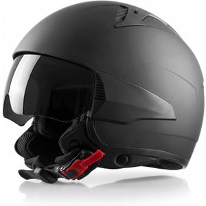 Westt Open Face Motorcycle Helmet, 3/4 Motorcycle Helmet DOT Approved, Lightweight Moped Helmet with Built-in Sun Visor, Quick Release Strap, Removable Washable Liner, Scooter Helmet for Adults  S (21.65-22.05 in)