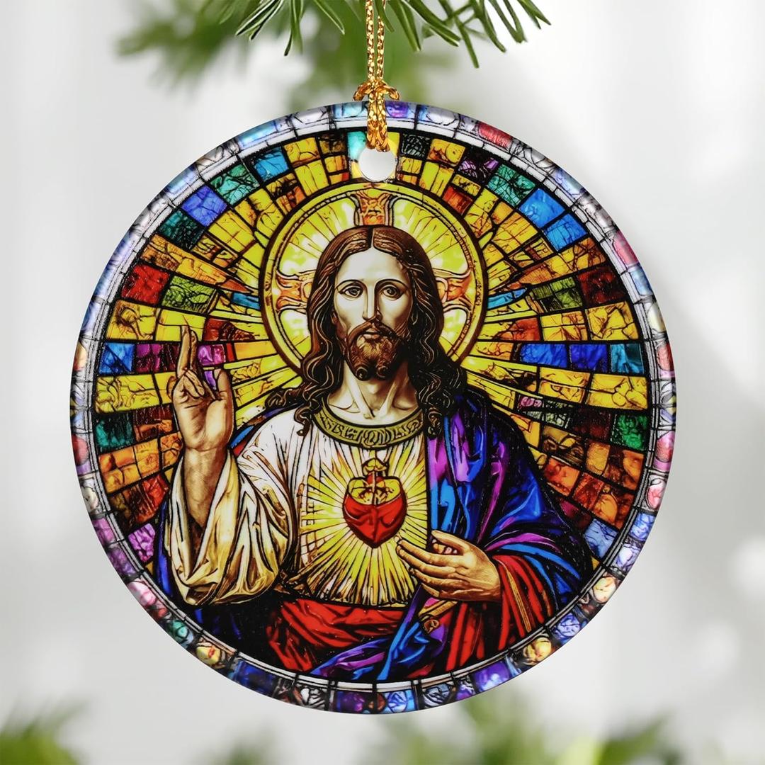 5 x Jesus Christ Ornament: Christmas Ornaments, Religious Christmas Decorations for Tree, Catholic Ornament & Christian Holiday Decor | Religious Gifts, Christian Gifts - Design A