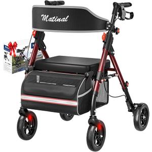 Walkers for Seniors, Rollator Walker with Seat, Walkers for Seniors with seat, 350 lb Capacity,with 8'' Big Wheels, Rolling Walker (Blue)