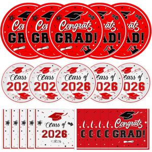 Litmitfu 150 Pcs Graduation Plates and Napkins 2026 - Blue Congrats Grad Class of 2026 Paper Dessert Dinner Plates Napkins Set for Graduation Party Decorations Supplies Table Decor, Serves 50