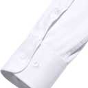 Alimens & Gentle Men's Dress Shirts Long Sleeve Wrinkle-Free Stretch Shirts Solid Formal Button Down Shirt with Pocket (White, L)