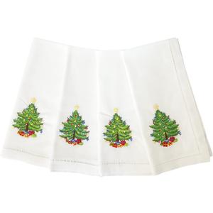 HCRAFT Embroidered Cotton Table Napkin, Cloth Napkins Set of 4 18"x18" Christmas Tree Napkin Square Fabric, Dining Room, Napkins Cloth Machine Washable, Christmas Napkins, Great Present Ideas