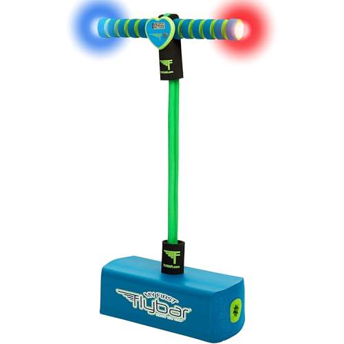 Flybar My First Foam Pogo Jumper for Kids Fun and Safe Pogo Stick for Toddlers, Durable Foam and Bungee Jumper for Ages 3 and up, Supports up to 250lbs (Blue LED)
