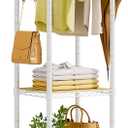 Roxibelt R1 Clothes Rack Heavy Duty, Clothing Racks for Hanging Clothes, Garment Rack with Storage Shelves, Small Coat Rack Freestanding for Entryway, Hallway, Bedroom, Max Load 448 Lbs, White