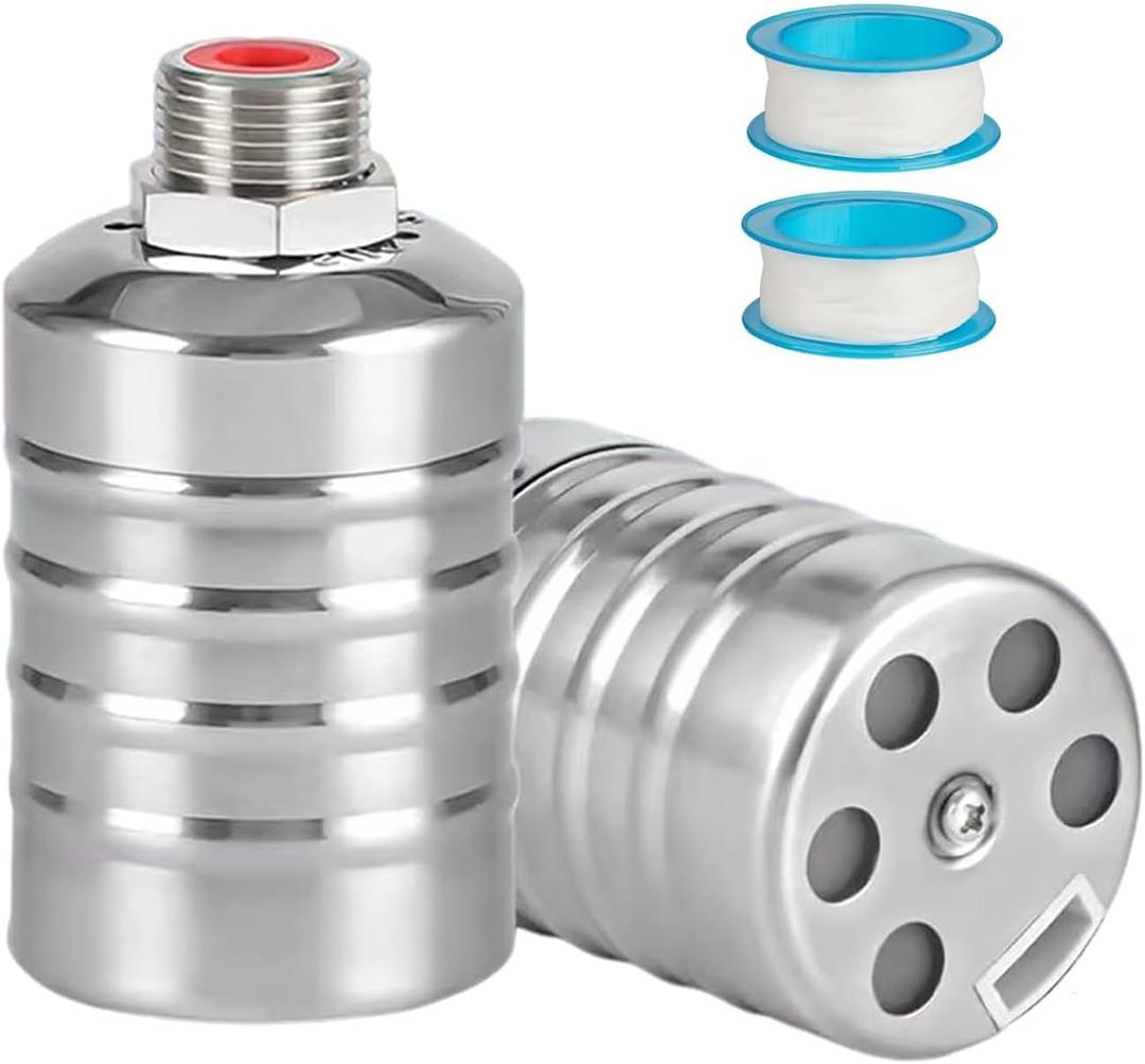 2 Packs Automatic Water Trough Float Valve Water Level Control Float Valves Float Ball For Tank And Pool Auto Shut Off Floating Valves Stainless Steel Home Accessories (1/2",Upper Water Inlet)