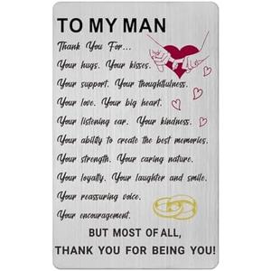 Suoegigs To My Man Engraved Wallet Card, Unique Valentines Gift for Him, I Love You Engraved Gifts for Men, Husband Christmas Anniversary Birthday Wallet Card Present, Pack of 2