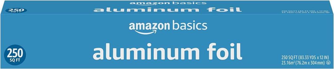Amazon Basics Aluminum Foil, 250 Sq Ft, pack of 1 (Previously Solimo)