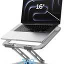 Adjustable Laptop Stand for Desk with 360 Base, Ergonomic Laptop Riser, Mount, Holder Notebook Computer Stand for MacBook Air Pro, HP, Dell, XPS, HP 16" Laptops - Gray