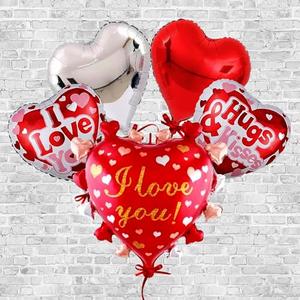 Big Valentines Heart Balloons - 24 Inch, Pack of 5 | Valentine's Day Decorations | Romantic Decorations Special Night, Silver and Red Heart Balloon, Valentines Day Balloons