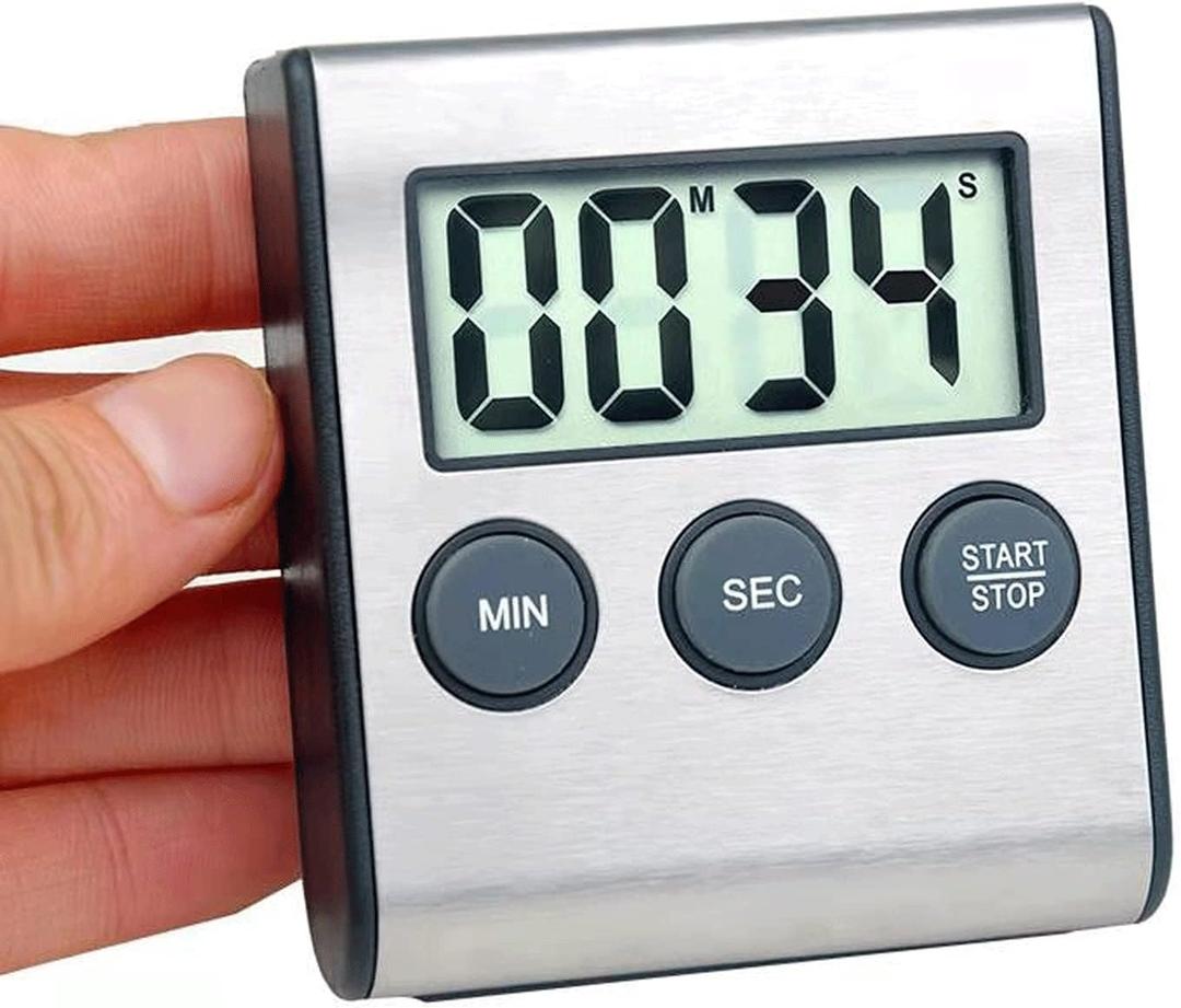 Digital Kitchen Timer - Magnetic Countdown With Loud Alarm, Stainless Steel for Cooking, Baking, Sports Games (1pack)