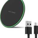 Wireless Charger for Samsung Galaxy S24/S24+S23/S23+/S22/S22+/S21/S20/S20+/S10/S9+/S9/S8/S8+/S7/Note10/Note9/Note8, 15W Wireless Charging Pad with USB-C for Samsung & iPhone Black(No AC Adapter)