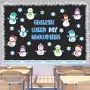 Frienda 70 Pcs Winter Snowman Bulletin Board Decoration Set Snowman Cutouts Snowflake Bulletin Board Borders ClassroomDecor for Xmas Holiday School Wall Door Decoration