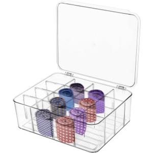 Tie Organizer Dividers Box, 16 Compartment Sock Underwear Drawer Organizer with Lid, Removable Divided Drawer Wardrobe Storage Box for Tie, Bra Storage (16-Cell)