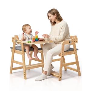 ONTHEWEI Wooden Baby High Chair for Babies, Toddler & Adult Up to 330Lbs, Anti-Tip Adjustable High Chair with Detachable Tray, Baby Sets, Soft Cushion, Ergonomic & Easy Clean