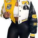 VOIKERDR Button Down Shirts for Women Outerwear Windbreaker Varsity Jacket for Women Fall Lightweight Jacket 2024 (Small, Yellow)